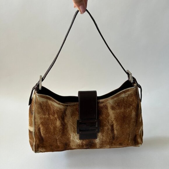 FENDI PONY HAIR BAGUETTE FLAP BAG - Picture 3 of 15